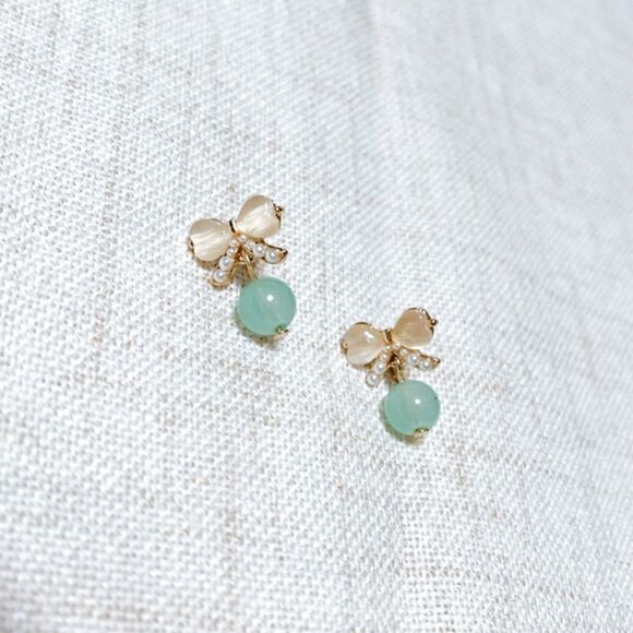 Bow dangle stud earrings N164 - Picture 7 of 7